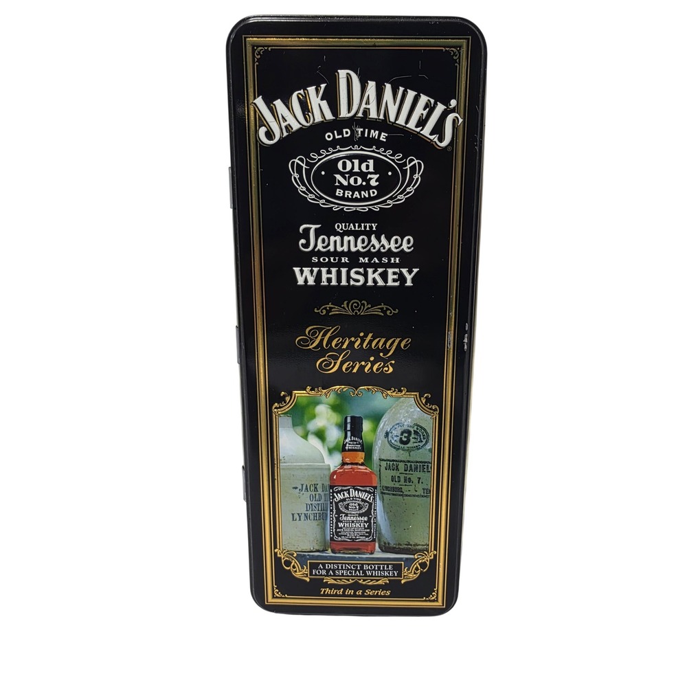 Jack Daniels Heritage Series Tin Third in a Series Square Bottle History USA*